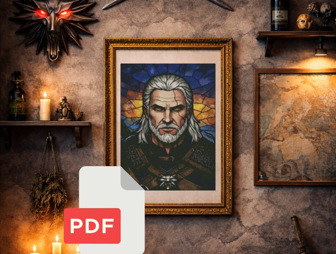Shield Witcher Pattern Cross-stitch Pattern Geralt of Rivia Portrait «the Witcher 3» - Etsy