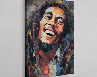 Lienzo decorativo de música reggae, retrato colorido de músico, decoración pop vibrante, regalo para amantes de la música moderna.