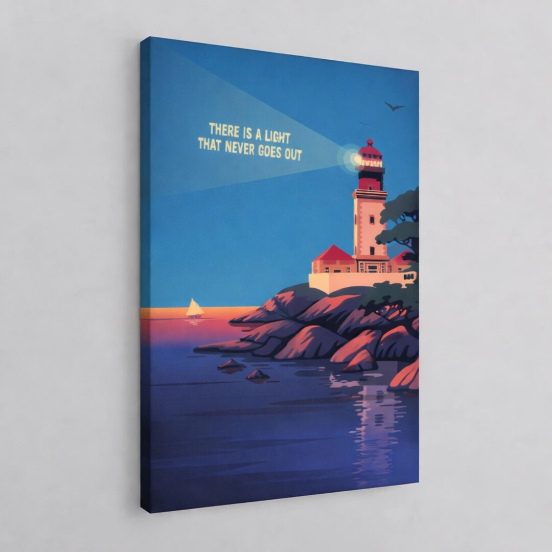 Coastal Lighthouse Wall Art Print, Ocean Sunset Poster, Minimalist ...