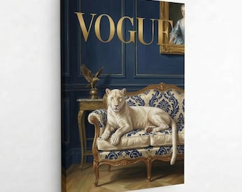 Lion Wall Art: Fashion Magazine Style Poster, Luxury Animal Print, Royal Living Room Decor