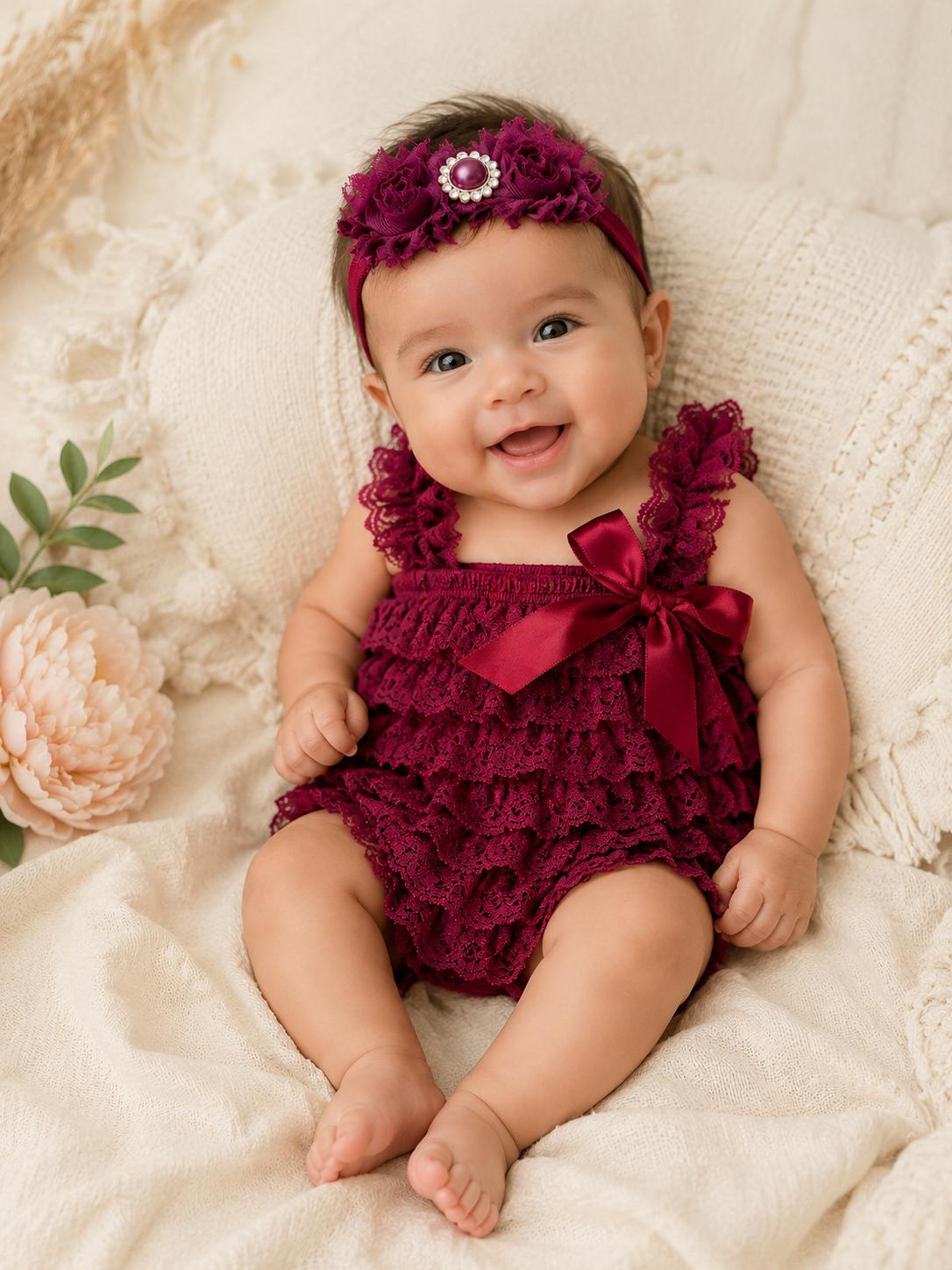 newborn burgundy dress Baby Outfit newborn going home outfit JUNIOR BRIDESMAID ✨Justice for Tiana’s blue Color:Red
