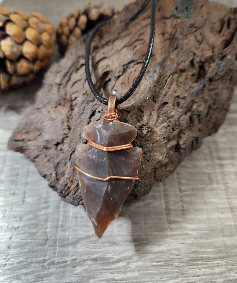 Natural Stone Arrowhead Pendant, Arrowhead Necklace image 1