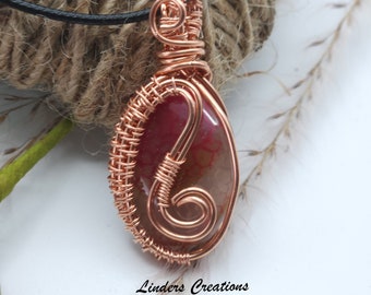 Rose Colored Agate Pendant, Wire Wrapped Pendants, Gifts for Her, Mother's Day Gift