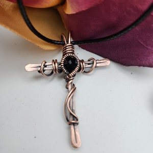 Copper Cross, Antique Copper Cross, Wire Wrapped Copper Cross image 6