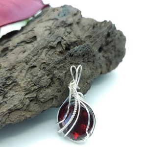 Red Glass Paua Shell Pendant, Paua Shell Necklace, Gifts for Her, Valentine Gift 417 image 5