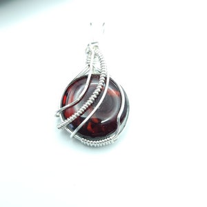 Red Glass Paua Shell Pendant, Paua Shell Necklace, Gifts for Her, Valentine Gift 417 image 2