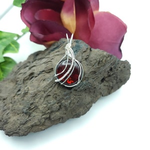 Red Glass Paua Shell Pendant, Paua Shell Necklace, Gifts for Her, Valentine Gift 417 image 4