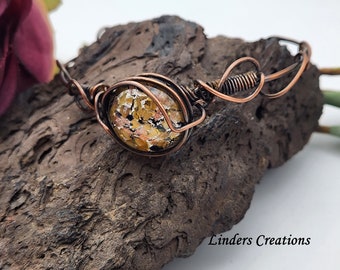 Copper Cuff Bracelet, Cabochon Copper Bracelet, Copper Bangle, Gifts for Her