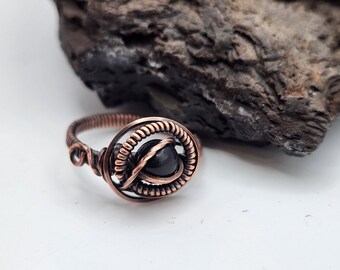 Copper Oxidized Blue Sandstone Ring Size 7 1/2