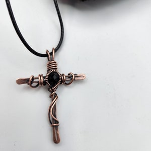 Copper Cross, Antique Copper Cross, Wire Wrapped Copper Cross image 1