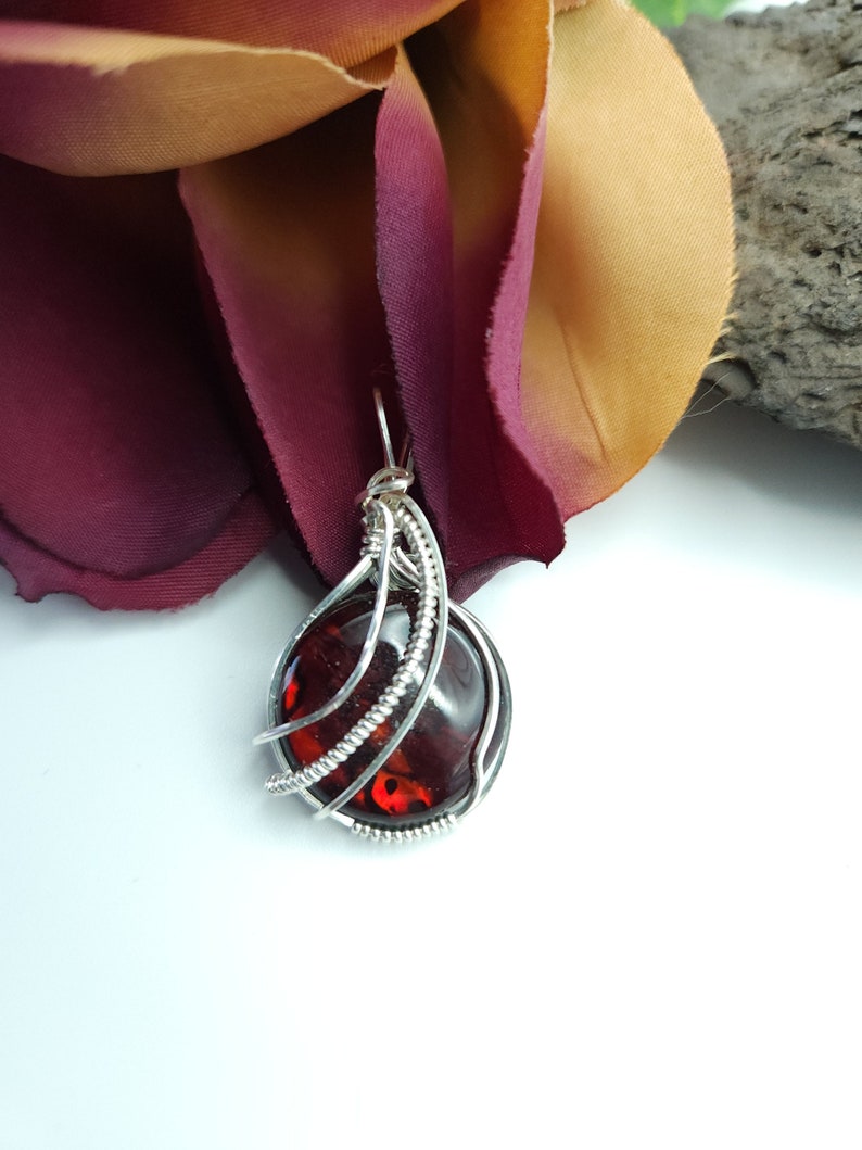 Red Glass Paua Shell Pendant, Paua Shell Necklace, Gifts for Her, Valentine Gift 417 image 1