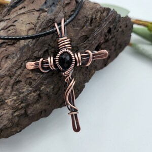 Copper Cross, Antique Copper Cross, Wire Wrapped Copper Cross image 4