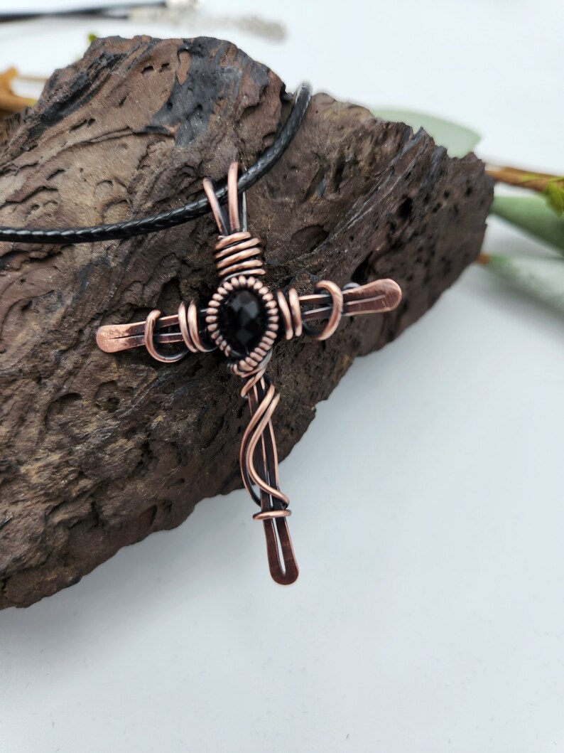 Copper Cross, Antique Copper Cross, Wire Wrapped Copper Cross image 4