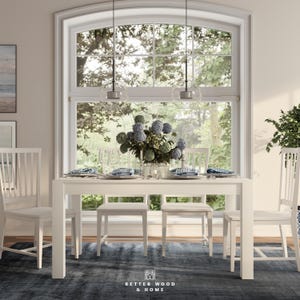 CLEARANCE SALE! Coastal Farmhouse White Dining Table, Modern Kitchen Table, Solid Wood Dining Table Seats 4-6, Reclaimed Wood