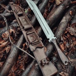Hand-Forged 5160 Steel Machete | Full Tang Bushcraft & Hunting Knife | Outdoor Survival Tool with Leather Sheath