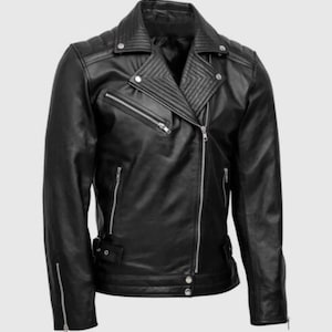 Men&#39;s Quilted Leather Biker Jacket: Classic Motorcycle Coat