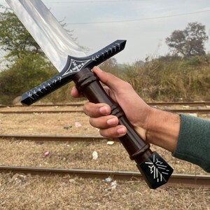 Handmade Carbon Steel Medieval Long Knife with Scabbard | Personalized Engraved Knife | Custom Viking Knife | Unique Gift for Him or Her