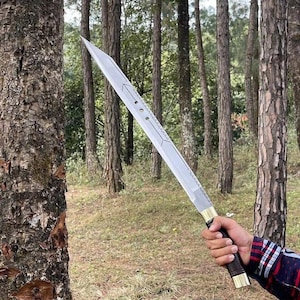 Handmade Viking Seax Sword 22&quot; | High Carbon Steel Long Blade with Scabbard | Gift for Him