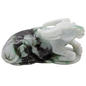 Vintage Chinese Jadeite Carving of Recumbent Ram - Fine Late 20th C. Collector’s Piece
