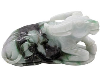 Vintage Chinese Jadeite Carving of Recumbent Ram - Fine Late 20th C. Collector’s Piece