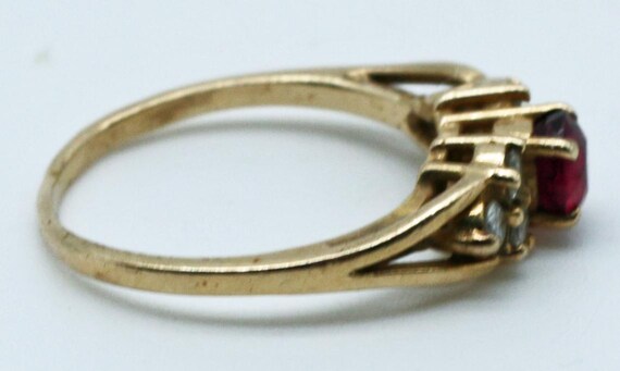 14K Ruby & Diamond Split-Shoulder Ring, Size 5.25… - image 6