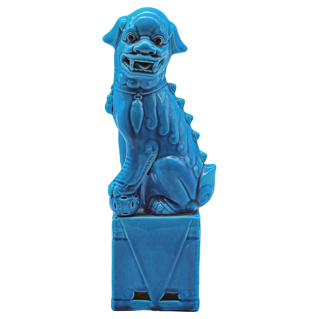 Vintage Turquoise Glazed Chinese Foo Dog Guardian Lion Statue - Etsy