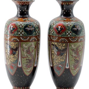 Antique Pair of Japanese Cloisonné Vases