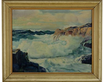 1946 E. Emanuelson Seascape Oil Painting