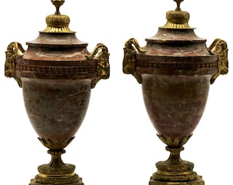 Antique Marble Urns With Gilt Bronze Fixtures