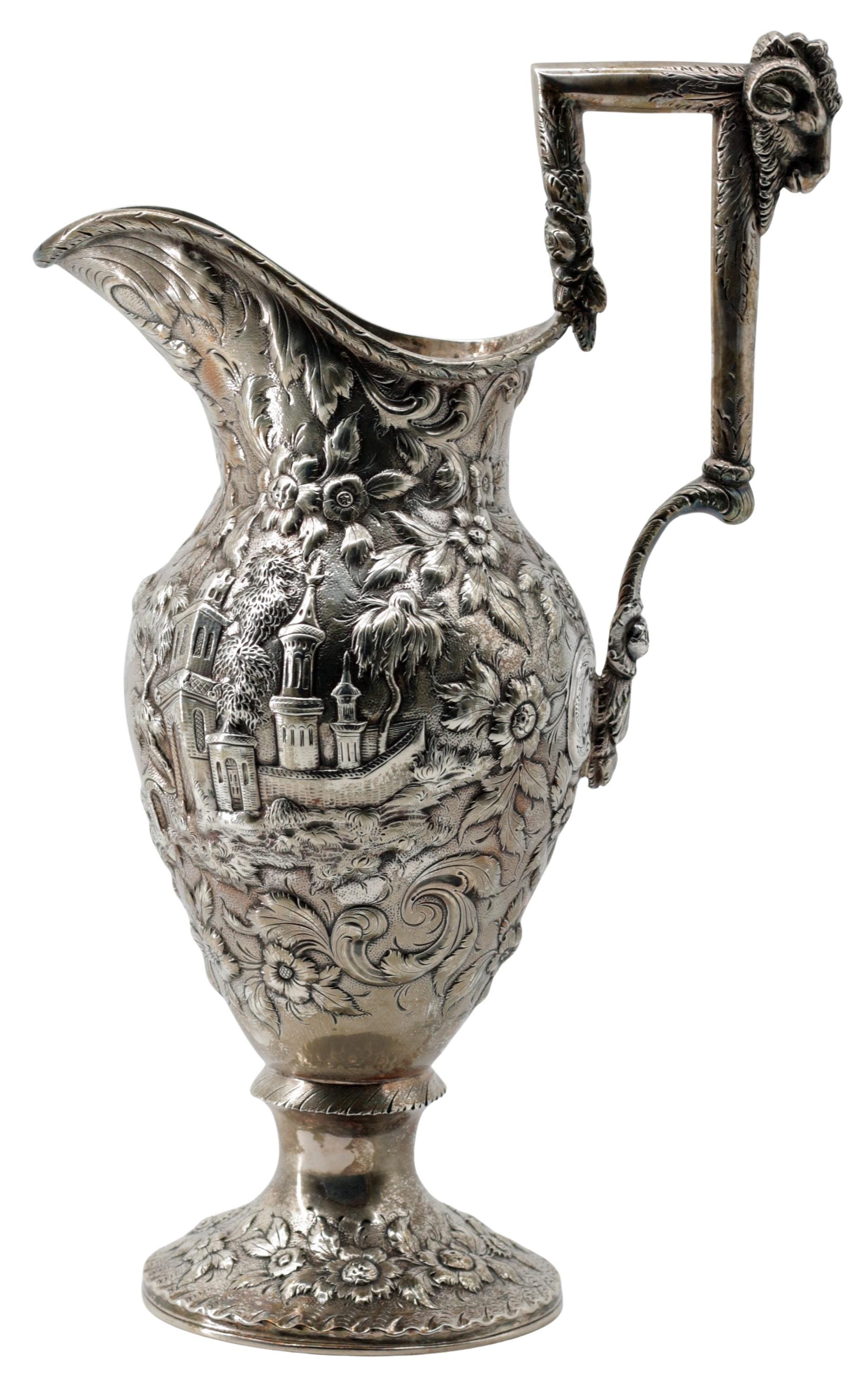 Antique Samuel Kirk & Son Sterling Silver Ewer – 14