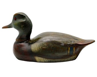 Vintage Hand Painted Mallard Hen Duck Decoy with GR Monogram