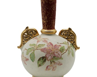 Antique Royal Worcester Blush Ivory Art Nouveau Vase 1716, Lion