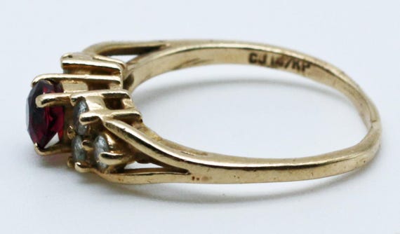 14K Ruby & Diamond Split-Shoulder Ring, Size 5.25… - image 4