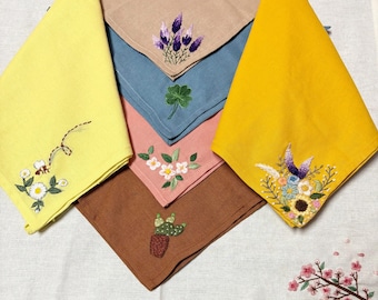 Hand Embroidered Handkerchiefs, Personalized Linen Wedding Handkerchief, Wedding Gift