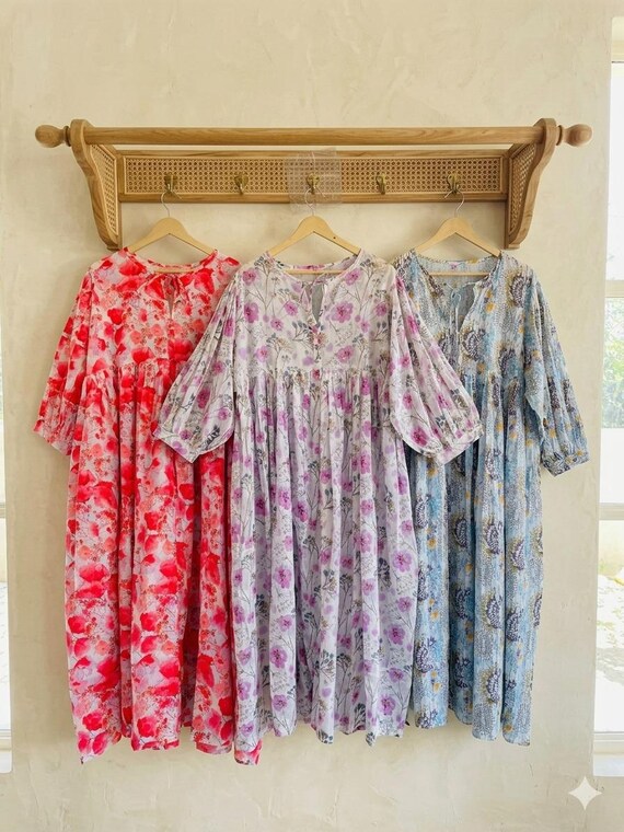 cotton voile dresses Dress 3/4 blouson sleeves with banded cuffs Milano Dress In Cotton Voile