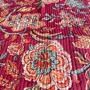 Cotton Fabric, Quilted Fabric, Per-quilted, Vintage Fabric, Indian Fabric, Flower Fabric, Tote Bag, Women Jacket, Placemats, Mother Gift, Home Decor, DIY Project, Sewing Material, Winter Fabric