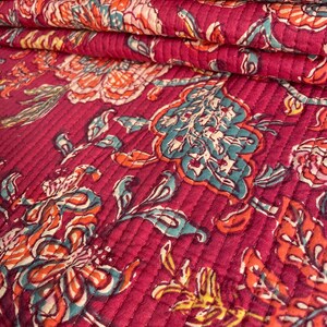 Cotton Fabric, Quilted Fabric, Per-quilted, Vintage Fabric, Indian Fabric, Flower Fabric, Tote Bag, Women Jacket, Placemats, Mother Gift, Home Decor, DIY Project, Sewing Material, Winter Fabric