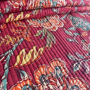 Cotton Fabric, Quilted Fabric, Per-quilted, Vintage Fabric, Indian Fabric, Flower Fabric, Tote Bag, Women Jacket, Placemats, Mother Gift, Home Decor, DIY Project, Sewing Material, Winter Fabric