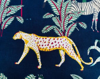 Jungle Animals Print Cotton Fabric: Handmade Sewing Material