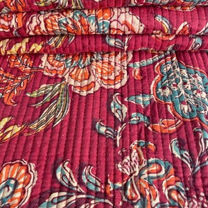 Cotton Fabric, Quilted Fabric, Per-quilted, Vintage Fabric, Indian Fabric, Flower Fabric, Tote Bag, Women Jacket, Placemats, Mother Gift, Home Decor, DIY Project, Sewing Material, Winter Fabric