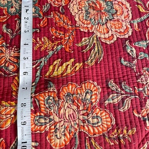 Cotton Fabric, Quilted Fabric, Per-quilted, Vintage Fabric, Indian Fabric, Flower Fabric, Tote Bag, Women Jacket, Placemats, Mother Gift, Home Decor, DIY Project, Sewing Material, Winter Fabric