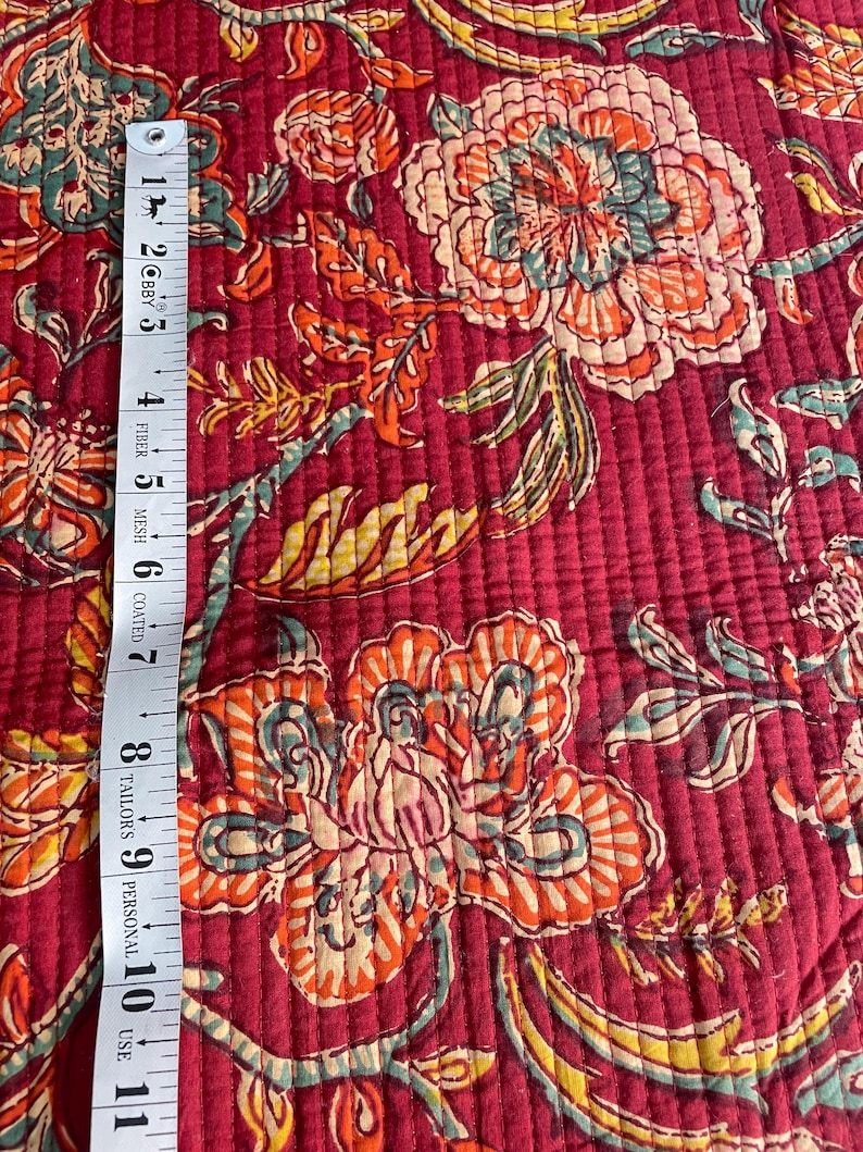 Cotton Fabric, Quilted Fabric, Per-quilted, Vintage Fabric, Indian Fabric, Flower Fabric, Tote Bag, Women Jacket, Placemats, Mother Gift, Home Decor, DIY Project, Sewing Material, Winter Fabric
