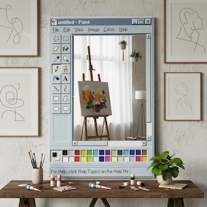MS Paint Spiegel, Retro Windows Paint Spiegel, Pixel Computer Spiegel, Nostalgischer Desktop Ästhetischer Dekor, Gamer Raum Wandspiegel