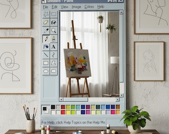MS Paint Mirror, Retro Windows Paint Mirror, Pixel Computer Mirror, Nostalgic Desktop Aesthetic Decor, Gamer Room Wall Mirror