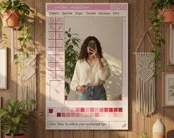 Pink Paint Mirror, Retro Paint Inspired Mirror, Pink Mirror, Handmade Pixel Mirror, Paint Mirror, Aesthetic Decor, Pink Pixel Paint Mirror