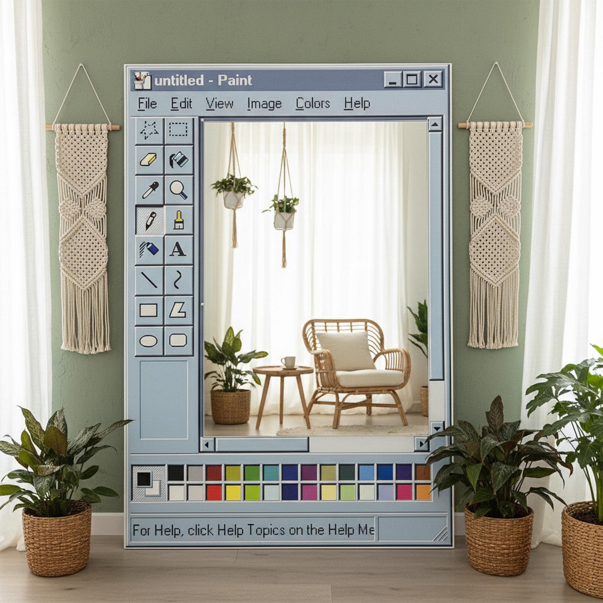 Ms Paint Mirror, Retro Windows Paint Inspired Mirror, Nostalgic