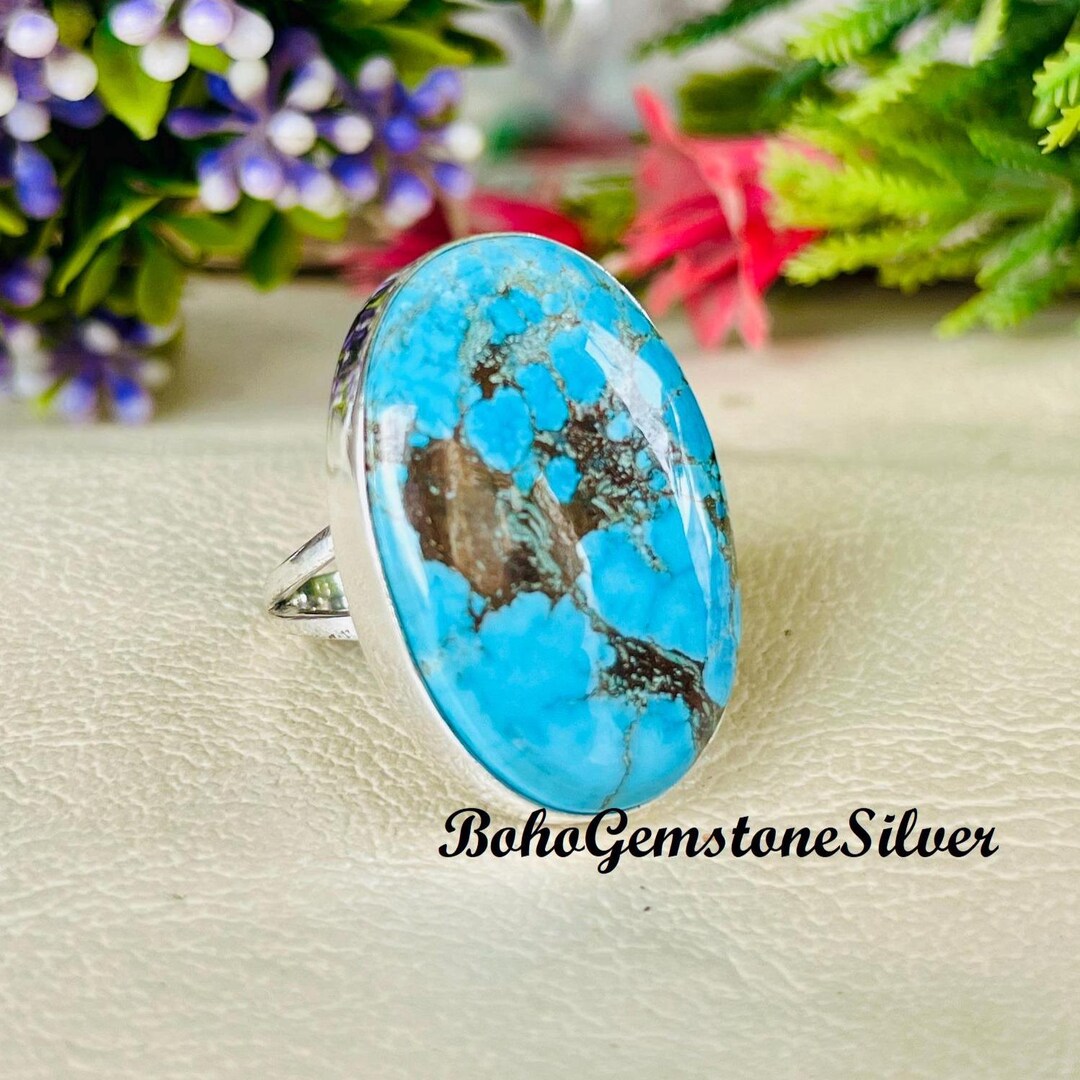 Tibetan Turquoise Ring Sterling Silver Statement Ring Handmade Boho ...