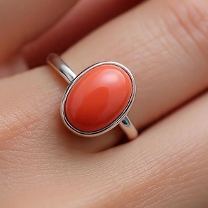 Coral Ring Gemstone 925 sterling Silver Handmade Ring Jewelry Antique Ring Best Gift for Women All Ring Size Available Oval Shape Ring Gift