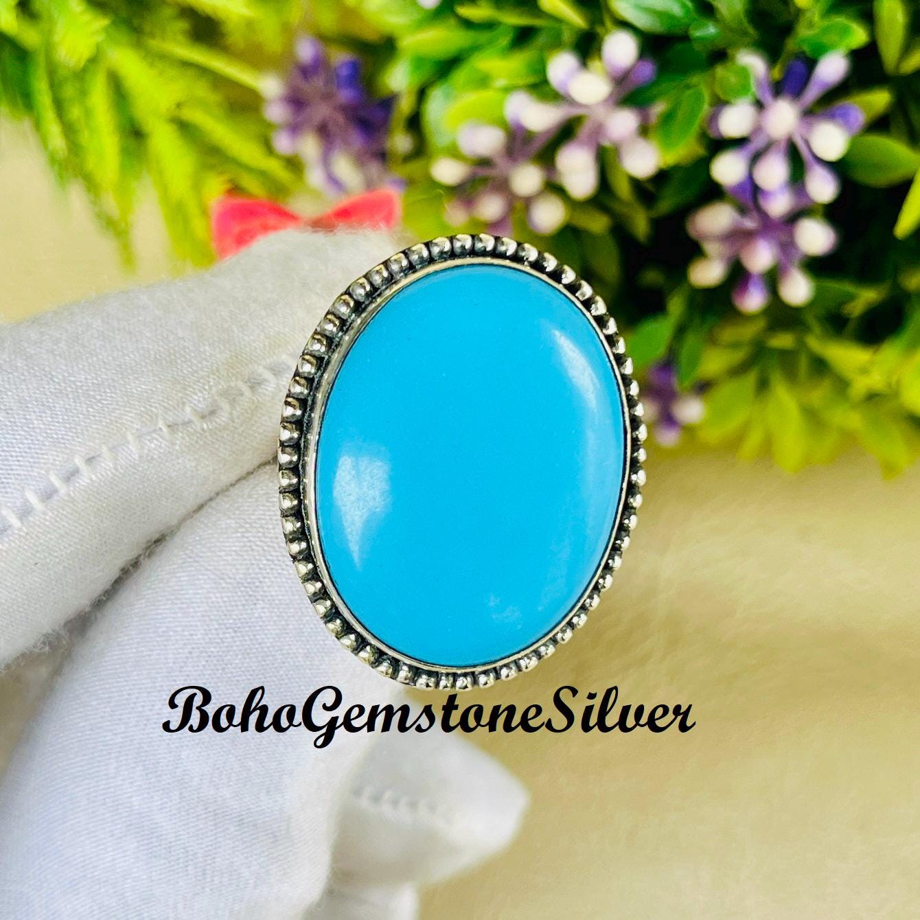 Sleeping Beauty Turquoise Ring: Sterling Silver Boho Gemstone Jewelry ...