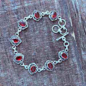 Garnet Bracelet January Birthstone Jewelry Red Gemstone Bracelet, Gift for Her Dainty Red Gemstone Jewelry Healing Crystal Gift